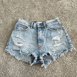 Zara Distressed High Waisted Jean Shorts